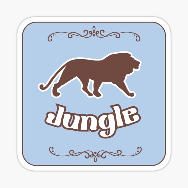 Vista previa del artículo con la obra «Insignia de león sobre el texto de la jungla», diseñado y vendido por pranacocoo.