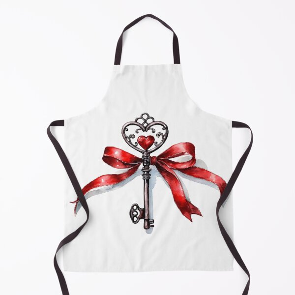 Item preview, An ornate key with a heart-shaped head and a red bow, painted in a watercolor style designed and sold by homydesign.