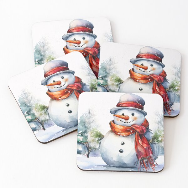 Item preview, A cheerful snowman with a carrot nose and a red scarf stands in a snowy landscape designed and sold by homydesign.