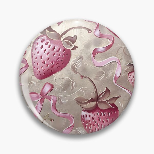 Item preview, cottagecore cute strawberry and bow print designed and sold by cottagecorococo.