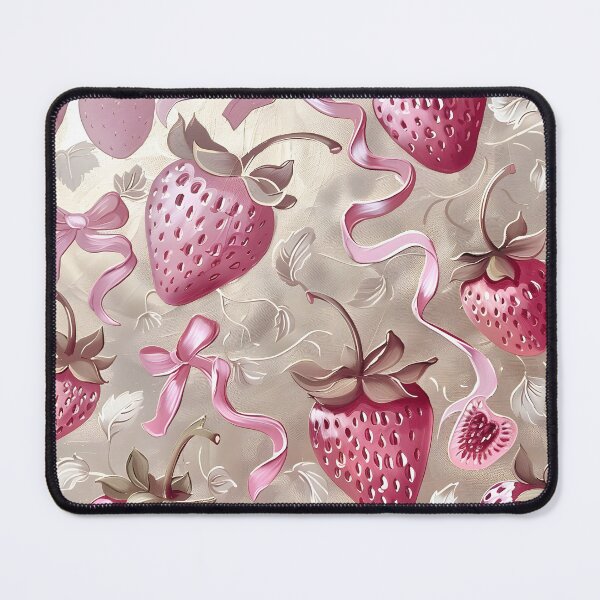 Item preview, cottagecore cute strawberry and bow print designed and sold by cottagecorococo.