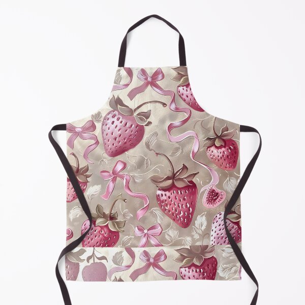 Item preview, cottagecore cute strawberry and bow print designed and sold by cottagecorococo.