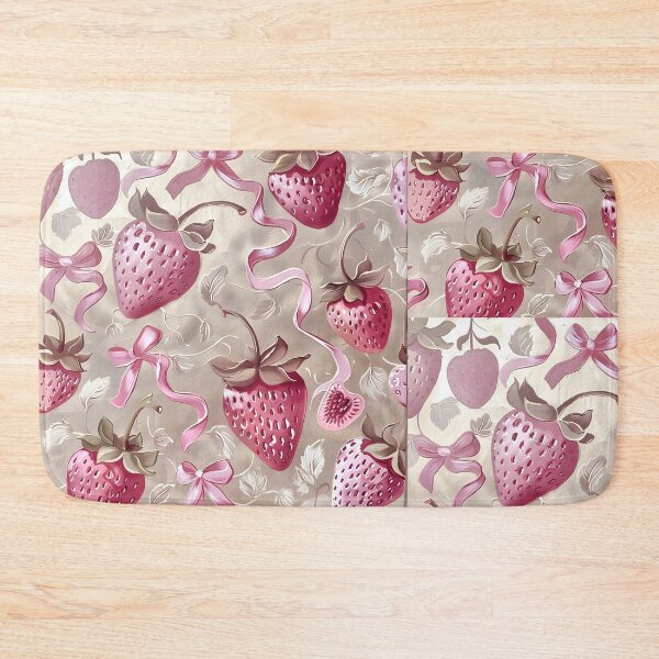 Item preview, cottagecore cute strawberry and bow print designed and sold by cottagecorococo.