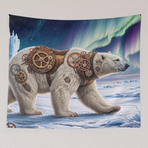 Item preview, Arte steampunk de osos polares y auroras designed and sold by Skye Ryan-Evans.