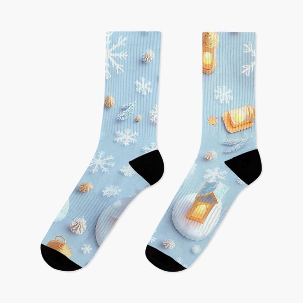 Item preview, Seamless Christmas Winter Scene with Snowflakes and Glowing Lanterns designed and sold by Pickmash.