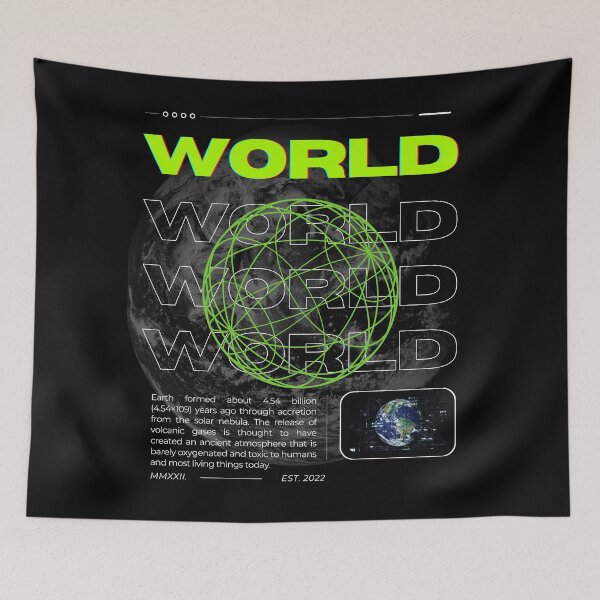 Item preview, World Typography Design - Earth and Modern Graphics Art - black designed and sold by danfreeze.