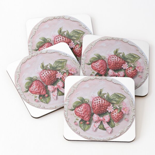 Item preview, cute cottagecore whimsical strawberry pattern designed and sold by cottagecorococo.