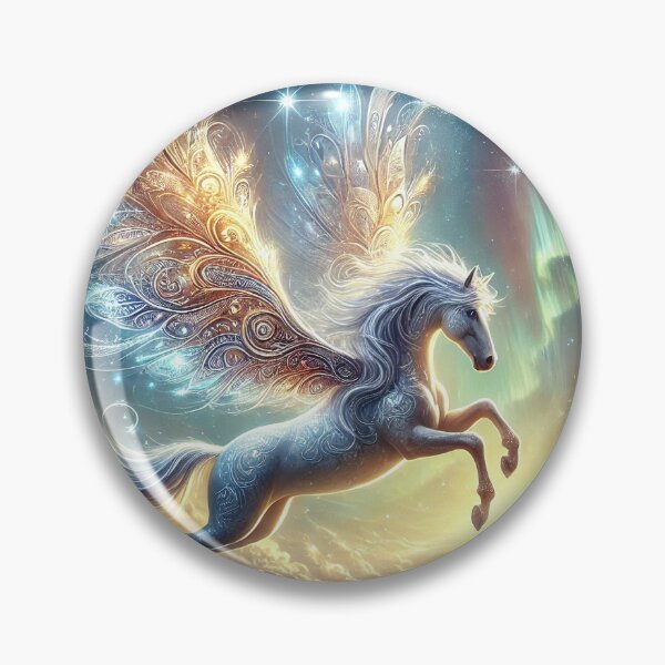 Artikelvorschau, Ätherischer Pegasus mit himmlischen Flügeln entworfen und verkauft von RealmBeastsAI.