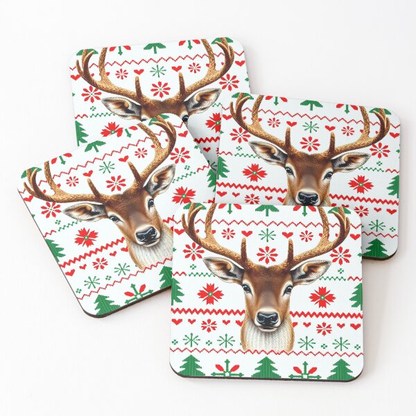 Item preview, Nordic Knit Pattern with a Majestic Realistic Deer Centerpiece designed and sold by Pickmash.