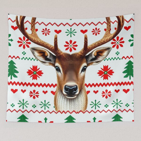 Item preview, Nordic Knit Pattern with a Majestic Realistic Deer Centerpiece designed and sold by Pickmash.