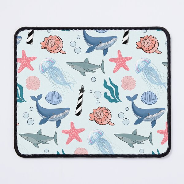 Item preview, Coastal OBX pattern with lighthouse and whelk designed and sold by Fox Swell Media.