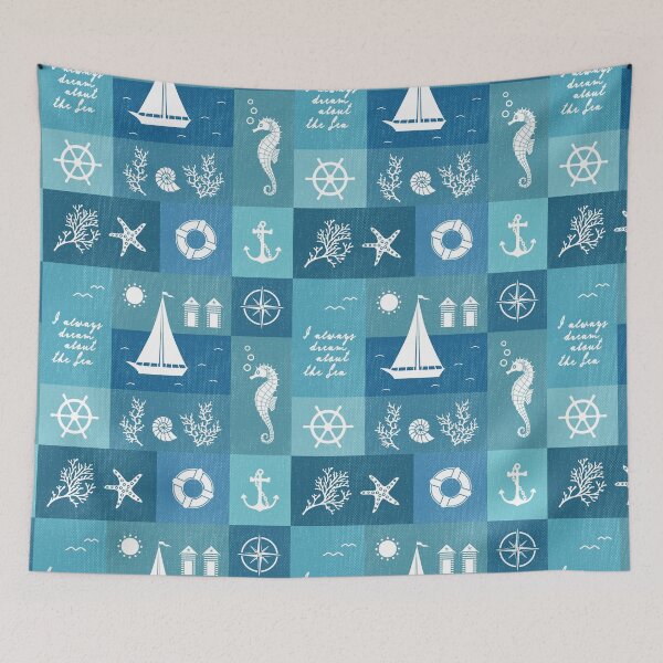 Item preview, Teal Blue Nautical Patterns designed and sold by darkskydelights.