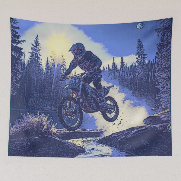 Item preview, Motocross Biker Jumps a Stream designed and sold by Skye Ryan-Evans.