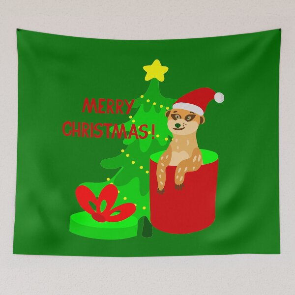 Item preview, merry christmas meerkat santa funny designed and sold by Gossip Rag.
