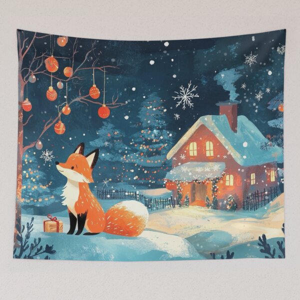 Item preview, Fox Cub Christmas scene  designed and sold by EpicFoxArt.