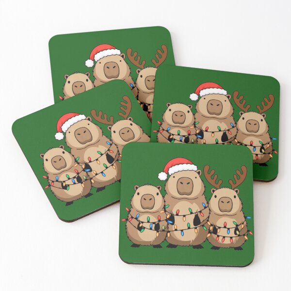 Item preview, Festive Capybara Christmas Design - Group of Capybaras in Xmas Outfits designed and sold by SixElements.