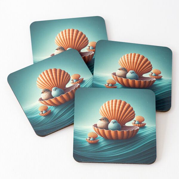 Item preview, Cute Birds on a Shell Boat designed and sold by Azrabi.