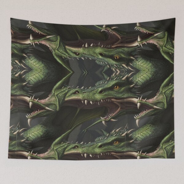 Item preview, Scary Green Dragon Pattern designed and sold by Skye Ryan-Evans.