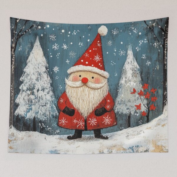 Item preview, Santa Claus in snowy forest scene designed and sold by EpicFoxArt.