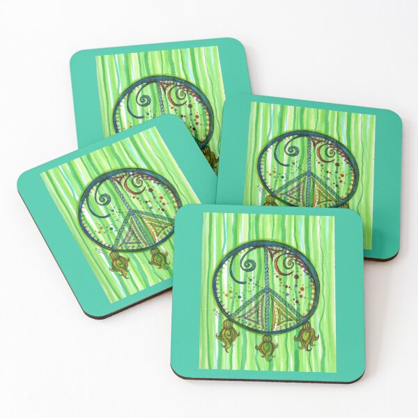 Item preview, Peace Sign No. 3 - Pastel Green and UV Reactive designed and sold by RainbowDoveShop.