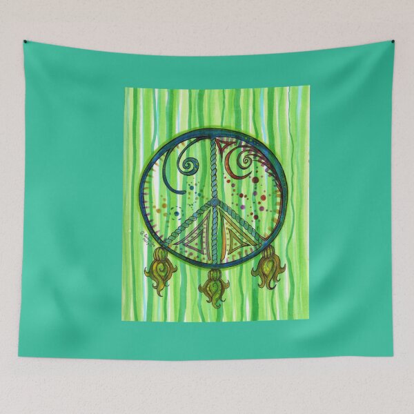 Item preview, Peace Sign No. 3 - Pastel Green and UV Reactive designed and sold by RainbowDoveShop.