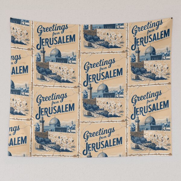 Item preview, Jerusalem Vintage Travel Retro Postcard Design designed and sold by TravelPostcardGems.