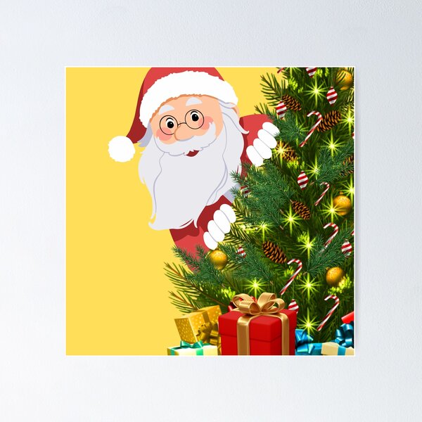 Item preview, Santa peeking out sticker designed and sold by AusomeStickers.