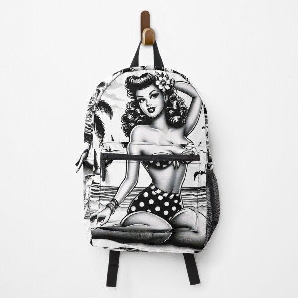 Item preview, Retro Pin-Up Beauty on the Beach with RexVibes Vibe designed and sold by RexVibes.