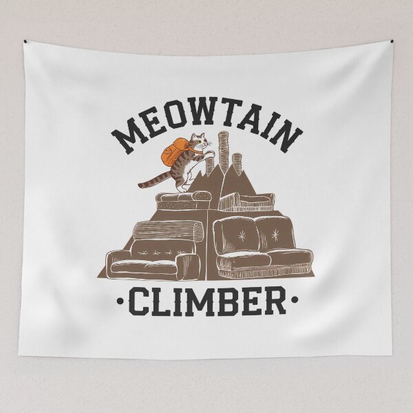 Item preview, Meowtain Climber - Funny Cat Scaling a Mountain designed and sold by PhobosDesign.