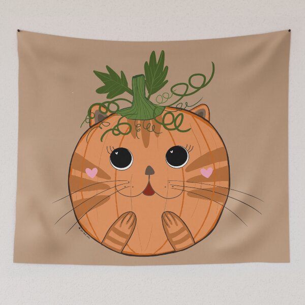 Item preview, Orange pumpkin cat designed and sold by MadebySan.