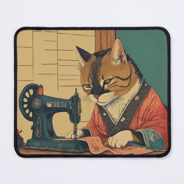 Item preview, Comic Sewing Cat #04 Landscape designed and sold by giftsforpeoplewhosew.