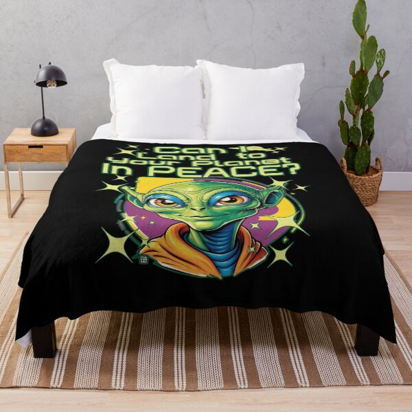 Item preview, CAN I LAND TO YOUR PLANET IN PEACE cute curious Alien traveller landing on Earth designed and sold by Jt41.