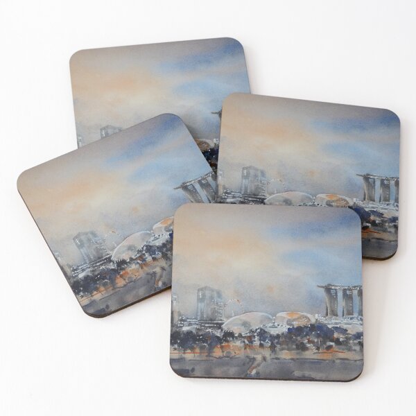Item preview, Esplanade, Singapore skyline, watercolor  designed and sold by Almondtree.
