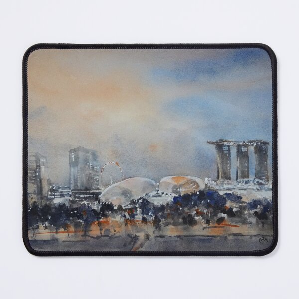 Item preview, Esplanade, Singapore skyline, watercolor  designed and sold by Almondtree.