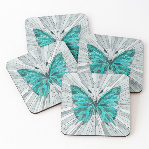 Item preview, Butterfly Mosaic -Emerald Green and Grey designed and sold by k9printart.