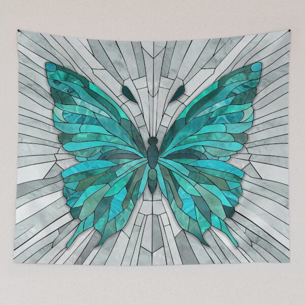 Item preview, Butterfly Mosaic -Emerald Green and Grey designed and sold by k9printart.