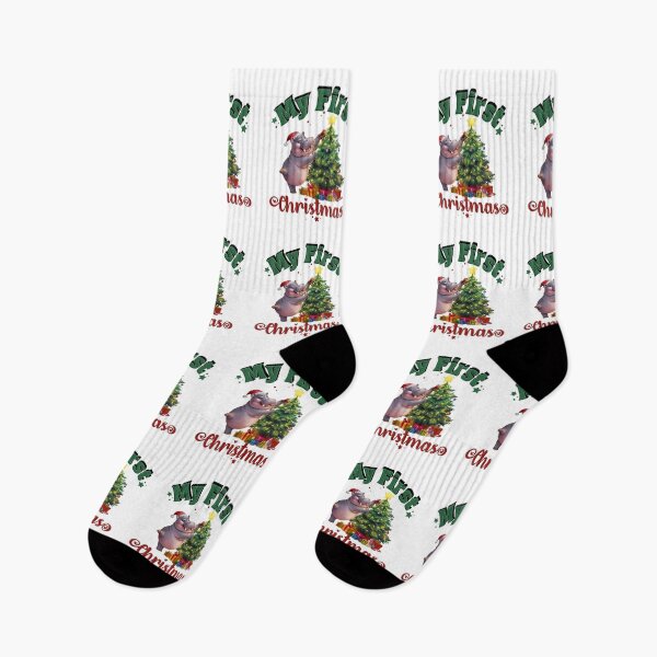 Item preview, My First Christmas, Hippopotamus Christmas, Cute Hippo Christmas  designed and sold by chanyawee.
