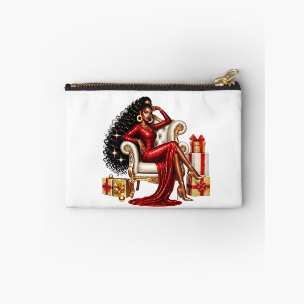 Item preview, New Year Glamorous Christmas Black Woman, Luxury Afro Girl, New Year Woman, Xmas Girl, Red Shiny Dress Girl, Stilysh Christmas. designed and sold by gabrielakrall.