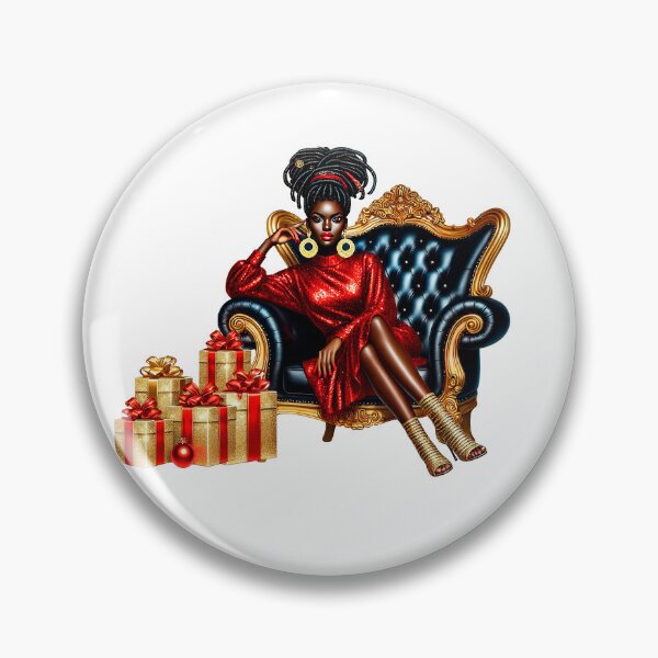 Item preview, New Year Glamorous Christmas Black Woman, Luxury Afro Girl, New Year Woman, Xmas Girl, Red Shiny Dress Girl, Stilysh Christmas. designed and sold by gabrielakrall.