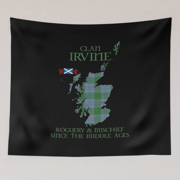 Artikelvorschau, Clan Irvine of Bonshaw Tartan Schottland Karte Andreaskreuz Flagge und steigender Löwe schottischen entworfen und verkauft von Clan1093.