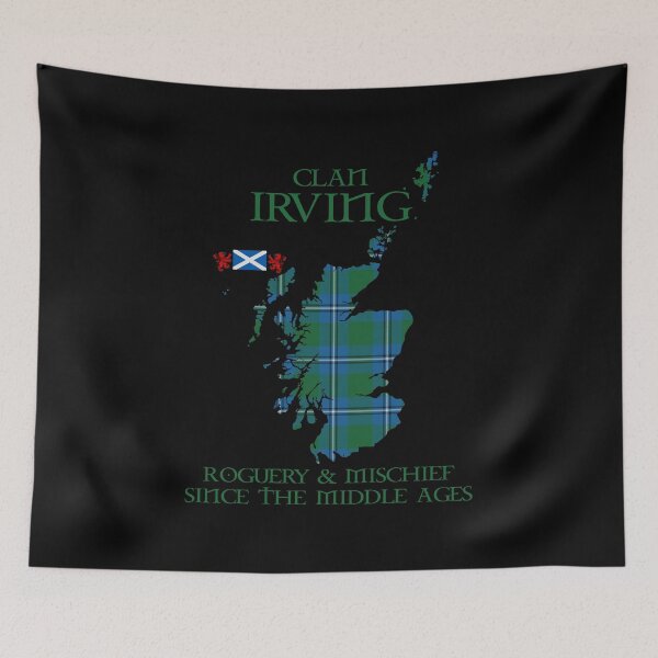 Artikelvorschau, Clan Irving Tartan Schottland Karte Andreaskreuz Flagge und Löwe steigenden schottischen entworfen und verkauft von Clan1093.