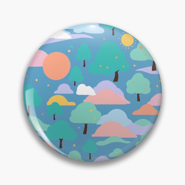 Item preview, Cozy Hand drawn illustration cute blue landscape trees mountains sun and clouds for children and illustrators designed and sold by · GAMING SOUL ·.