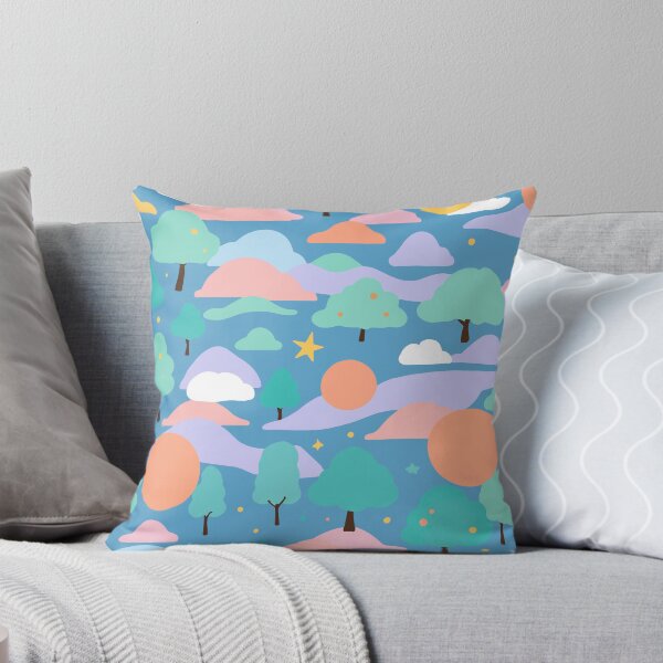 Item preview, Cozy Hand drawn illustration cute blue landscape trees mountains sun and clouds for children and illustrators designed and sold by · GAMING SOUL ·.