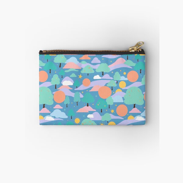 Item preview, Cozy Hand drawn illustration cute blue landscape trees mountains sun and clouds for children and illustrators designed and sold by · GAMING SOUL ·.