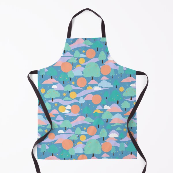 Item preview, Cozy Hand drawn illustration cute blue landscape trees mountains sun and clouds for children and illustrators designed and sold by · GAMING SOUL ·.