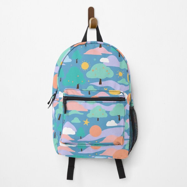 Item preview, Cozy Hand drawn illustration cute blue landscape trees mountains sun and clouds for children and illustrators designed and sold by · GAMING SOUL ·.