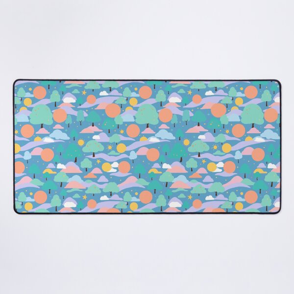 Item preview, Cozy Hand drawn illustration cute blue landscape trees mountains sun and clouds for children and illustrators designed and sold by · GAMING SOUL ·.