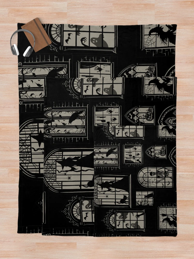 Thumbnail 5 of 6, Throw Blanket, Gothic Windows Pattern designed and sold by episodicDrawing.