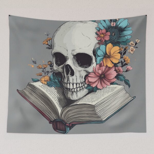 Item preview, Flowers Growing From A Book Botanical Skeleton Skull designed and sold by GrinGalore.