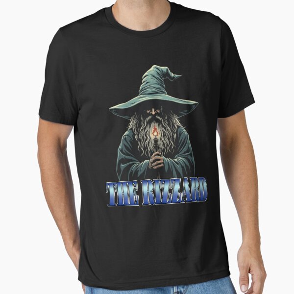 Item preview, funny ironic meme t-shirt wizard character with turquoise hat and long beard for quirky gift magic lover shirt designed and sold by PaloClothes.
